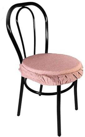 Russo Tessuti Coppia CUSCINI Sedie Cucina Coprisedia IMBOTTITI ROTONDI TINTA UNITA Elastico -Rosa