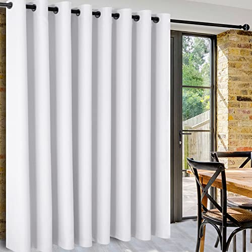 DWCN Vorhänge für Glasschiebetüren, extra breite Vorhänge, Raumteiler, wärmeisolierte Vorhangvorhänge für Terrasse, Schiebetür, Wohnzimmer, 1 Ösenvorhang, 3,8 m breit x 2,4 m hoch, Weiß