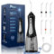 MOCEL Cordless Water Flosser Oral Irrigator 5 Modes, IPX7 Waterproof,350ML 6 Jet Tips USB Rechargeable Teeth Water Jet Cleaner,Water Dental Flosser at Home/Travel Family Use