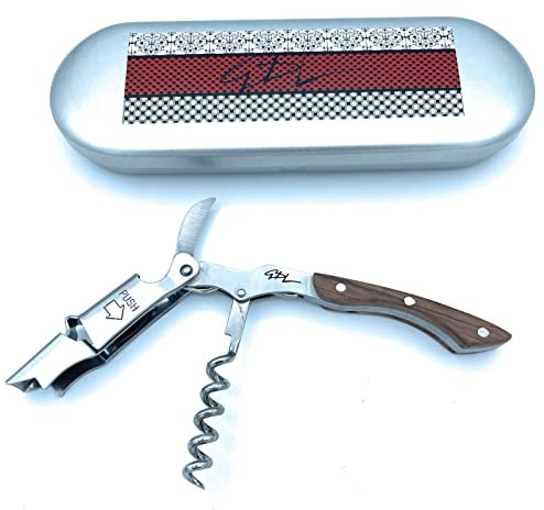 Cavatappi Professionale - Apribottiglie in Acciaio Inox con Manico in Legno Scuro e Scatola Rigida - Design Elegante e Compatto - Idea Regalo per Sommelier e Amanti del Vino