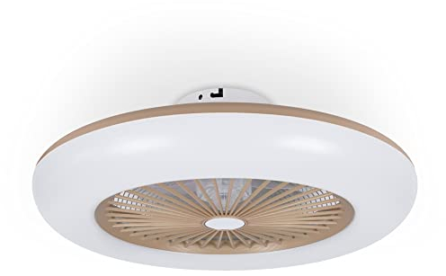 Noaton Ventilateur de plafond 11055G Callisto or, minuteur, abat-jour, télécommande, LED dimmable max 41 W, 3 températures de couleur, débit d'air jusqu'à 61 m3/min, pour la chambre, diamètre 55 cm