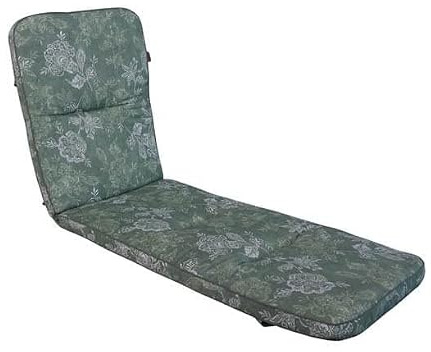 ANGERER Liegenauflage grün Gemustert | Liegenpolster, Auflage für Gartenmöbel, mit Haltebändern, dicke Füllung aus Schaumstoff mit Vliesummantelung, Made in Germany
