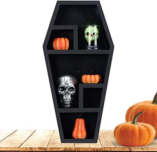 Facynde Sargregal,Schwarzes hängendes Holzregal Gothic Decor für Zuhause | Witchy schwebende Regale für Schreibtisch, Arbeitsplatte, Wand, gruselige Halloween-Heimdekoration