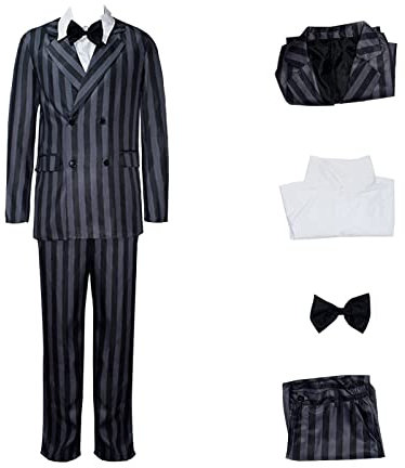 1920er-Jahre-Kostüm für Herren, Gangster-Streifen, Blazer, Hose, Hemd, Krawatte, Halloween, Familienanzug für Herren, Gomez B, L