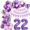 Lila 22 Geburtstag Deko Frauen, Ballon Girlanden 22 Geburtstag Dekoration, Lila Geburtstagsdeko 22 Frauen,Luftballons Girlande 22. Lila Deko,Frauen 22. Geburtstag Dekorationen Violett