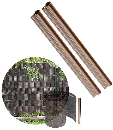 KADAX Lot de 2 rails de serrage pour bandes brise-vue, clips de fixation en plastique, bandes de serrage, clips pour film de clôture, clips d'extrémité (Lot de 2, marron)