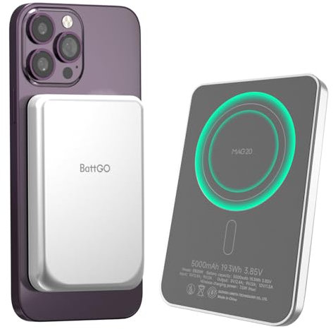 LIMETA 5000mAh 7.5W Wireless Mag-Safe PowerBank Magnetische Kabellose Schnelllade-Powerbank App Link Zwei-Wege-USB 18W Typ C OTA Upgrade Sehbehindertenfreundlicher Beeper Kompatibel mit iPhone AirPods