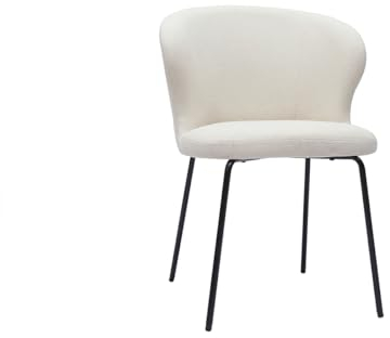Miliboo YDA Design-Stühle aus Stoff, Woll-Effekt, Weiß und Metall, Schwarz (2 Stück)
