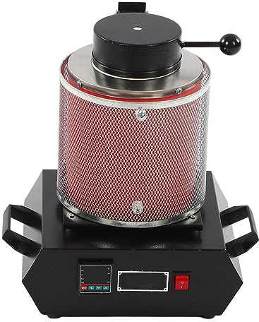 Horno Eléctrico de Fusión de Oro de 3 Kg, Base Ampliada, Fusión de Bricolaje, con Crisol de Grafito Empotrado, Pantalla de Aislamiento Térmico, para Joyería Metal Oro Plata
