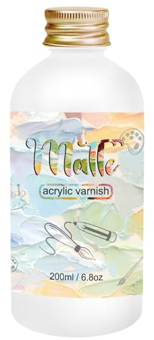 Matte Varnish for Acrylic Painting,200ml acrylic paint varnish,Clear Varnish Keeps Paintings From Yellowing, Cracking, and Dust,Maintains Permanent Color(Matte)