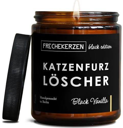 Lustige Duftkerze mit Spruch für Katzen Besitzer & Liebhaber | Handgemacht aus Sojawachs | In Geschenkbox | Valentinstag Geburtstagsgeschenk Gastgeschenk Katzenhalter Cat Lovers |Black Vanilla