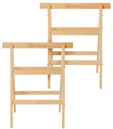 KADAX Klappbarer Arbeitsbock aus hochwertigem Holz, Klappbock mit Einer Tragkraft von 150 kg, Montagebock für Werkstatt und Bauprojekte, Gerüstbock (2 Stück)
