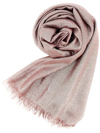 Stellazeta Stola Elegante Donna Cerimonia Rosa Antico con Lurex Argento, Coprispalle Donna Elegante per Abito, Scialle Donna per Vestiti Eleganti, Sciarpa Donna Leggera Estiva