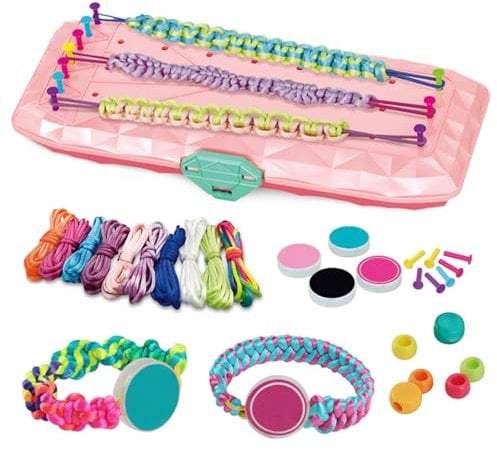 Hand Rope Braider for Children Bracelet Making Accessories Kids 1 Set Friendship Maker Kit DIY Crafts Girls with Travel Activities Gift 8-12 Years Old Pink