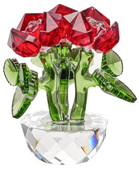 Seotai Kristallblumen, Rote Blumen Kristallglas mit Geschenkbox Wohnaccessoires Handwerk Hochzeiten Dekoration Valentinstagsgeschenk für sie