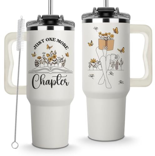 LIERIE8888 Muttertagsgeschenke für Buchliebhaber – Just One More Chapter Tumbler 1,2 l, Buchliebhaber-Geschenke für Frauen, Geschenk für Leser, Frauen, Buchbecher, Lesebecher, Bücherbecher