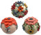 Gall&Zick Keramik Gartenkugeln mit Blumenverzierung, Set von 3 Stück