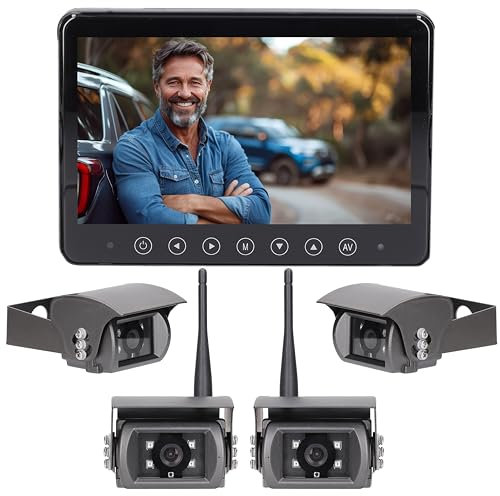 VSG24 Horizon STELLAR PRO 7 Funk Rückfahrkamera Set – 4X Wetterfeste IP69K Kamera mit integrierter Heizung & Mikrofon, 130° Weitwinkel, Nachtsicht, 1080P HD digital Multiscreen - zum nachrüsten