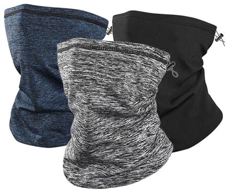 DOINEUFL 3 Pack Snoods for Men, Neck Warmer, Fleece Windproof Mens Snood, Neck Gaiter Snood for Men Winter Neck Scarf