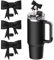 3 Pcs Black Bow Straw Covers Cap Toppers Compatible with Stanley 30&40 oz Tumbler Cups, 10mm Reusable Silicone Straw Toppers for Stanley Cups Straw Accessories(Black)