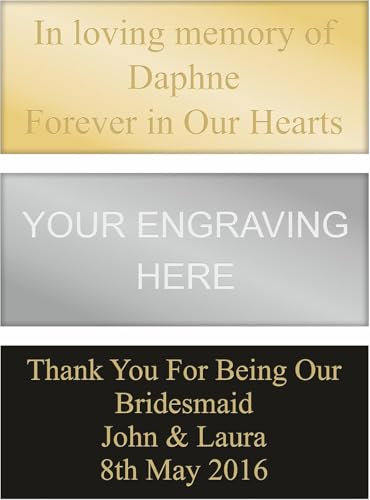 Engraved Plate Gold, Silver, or Black Self-Adhesive Plaque for Nameplates & Photo Frames Custom Fonts & Straight Shape Size (90 X 38mm)