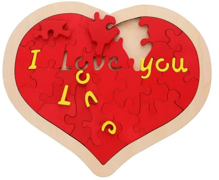 ibasenice Wooden Heart Anniversary i Love You Jigsaw Heart Shaped Jigsaw for Boyfriend's Birthday