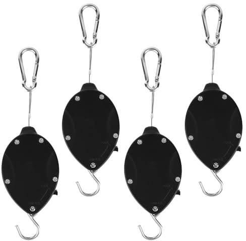 Pflanzen Einziehbarer Haken 160 cm Verstellbar Blumenkörbe Einziehbarer Pflanzenaufhänger Pflanzenrollen Haken Verstellbarer Blumenkorb Aufhänger von Bis zu 25 kg Belastbar (4 Pcs)