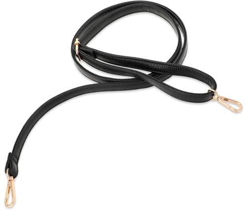 InnoHHustle Frauen Leder Schulterriemen Trageriemen, 85–150 cm, 1,5 cm Breite Ersatzgurt für Handtaschen, Verstellbar, Schwarzer Crossbody-Gurt für Handtaschen, Rutschfester Universal-Taschengurt
