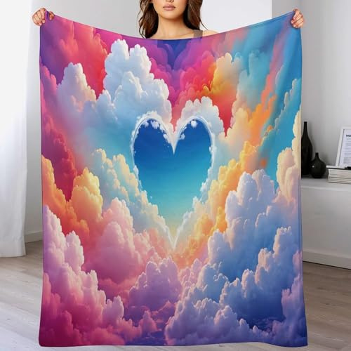 AAPZY Liebe Clouds-Überwurfdecke Für Bett, Sofa, Couch, Flannel-Druck Decke, 3D- -Muster, Fleece-Decke, Raumdekoration, Plüschdecke, （180×200cm）