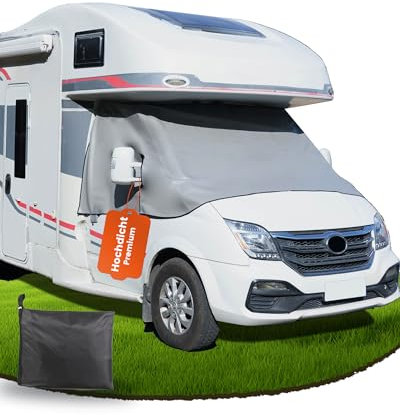 Ezcasch Housse de pare-brise thermique pour camping-car - Protection complète contre le soleil, le froid et la poussière - Gris - Convient pour Fiat Ducato X290 à partir de 2014