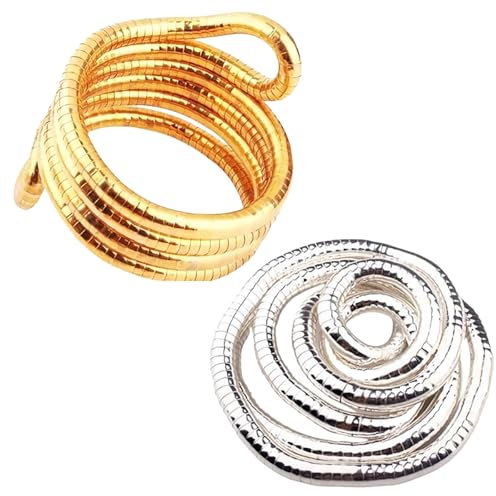 Weploda 2 Stück Schlangenknochen Kette, Biegbare Schlangenkette, Mehrzweck Schlangenkette, Halskette Vintage Schlangen, 6x900mm Flexibles Verstellbares Schlangenhalsband, Für Partys (Gold,Silber)