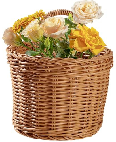 Dekorativer Wandkorb, Vintage, gewebte Hängeaufbewahrung, platzsparender Korb, Wanddekoration, Rattan-Organizer für Küche, Bad, Terrasse, Garten und Wohnzimmer
