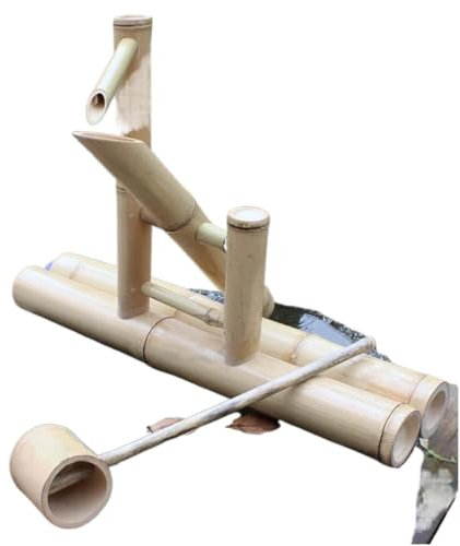 VAYEODEYU Fuente de Agua de bambú, Fuente de Agua de bambú con Kit de Bomba, Fuente de Agua for Exterior e Interior, Fuente de bambú Estilo japonés con Paisaje de Agua Corriente, Hecha a Mano