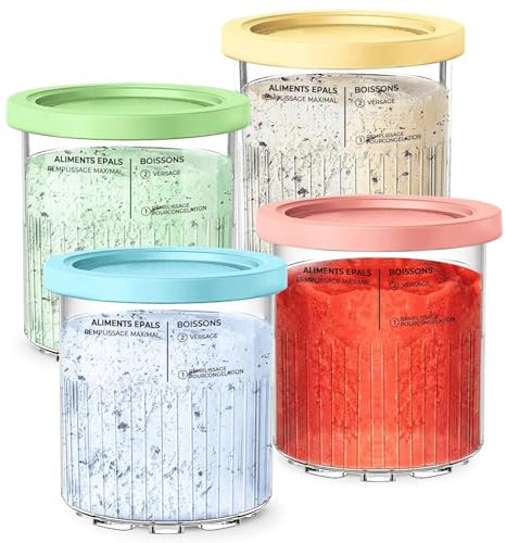 4er-Set Ersatz für Ninja CREAMI Deluxe Behälter NC501EU NC500EU, Creami Deluxe Pints und Deckel, Creami Behälter für Ninja Eismaschine Creamy Deluxe NC501 NC500, BPA-frei, Spülmaschinenfest (24 oz)