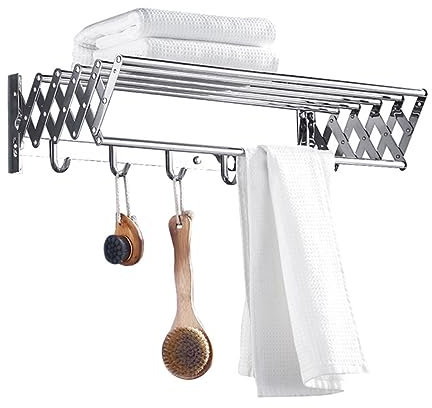 JECOMPRIS Appendiabiti Telescopico in Acciaio Per Montaggio Parete Barra Portasciugamani e Ganci Per