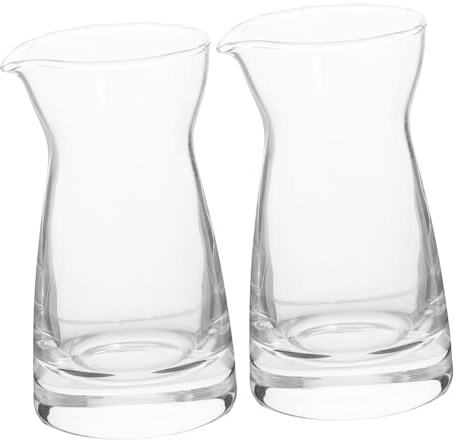 2 Piezas Jarra de Vidrio 80ml, Elegante, para Leche | Recipiente para Crema y Salsa, Diseño Ligero y Fácil de Guardar, Jarra Leche Cristal
