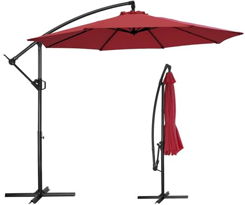 HOMSHADE Parasol déporté de 3 m – Parasol déporté avec rotation à 360° avec UPF50+, résistant à la décoloration de 3 ans, pour piscine, terrasse, jardin, marché