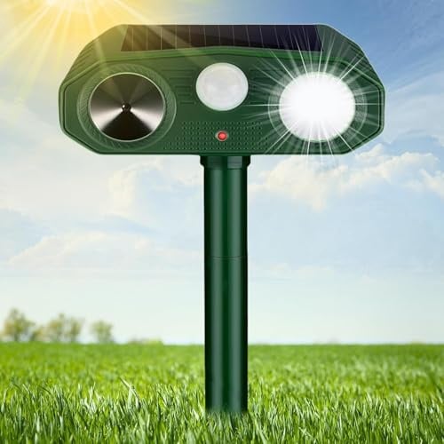 Katzenschreck Ultraschall, Solar Tiervertreiber Katzenvertreiber 3 Modi, Ultraschall Tierabwehr Hundeschreck Wasserdicht mit Bewegungssensor und Blinklicht für Garten Katzen, Hunde, Wildtiere
