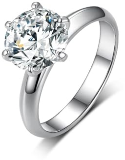 Whoiy Ringe für Damen Platin 950, Eheringe Moissanite 4ct Solitär Ringe Verlobung Echt Gold Damenring Größe 62 (19.7)