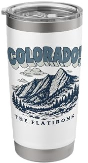 Colorado! Retro Boulder Flatirons Vintage Style 80s Stainless Steel Insulated Tumbler