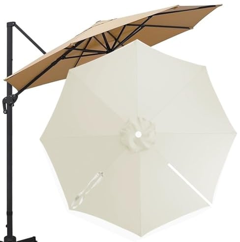 OPOLDBDMAC Toldo De Repuesto para Sombrilla De Patio 3m, Cubierta De Tela De Repuesto Sombrilla Voladiza Tela De Paraguas Recambio para Parasol De Jardín, Patio, Piscina(Off-White)