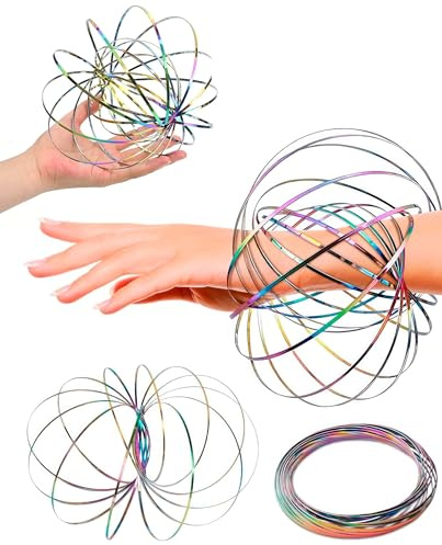 ZAMXHUG 1 Stück Durchflussringe Spielzeug 3D Arm Feder Magisch, Durchflussring Edelstahl Multisensorisch Pädagogisch und Interaktiv Feder Spielzeug für Antistress Spielzeug, Slinky,Flying Ring (Bunt)