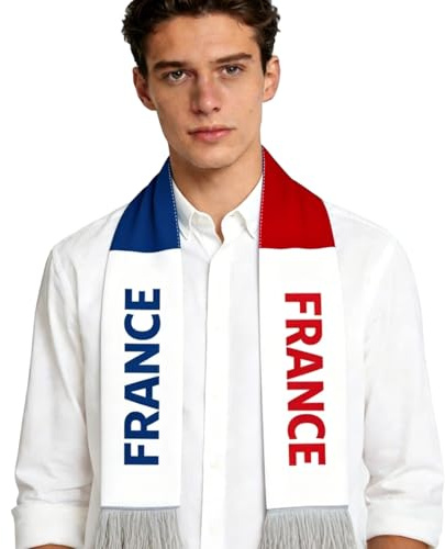 BDEPSTR 1Ud Bufanda Bandera Francia 60 * 7,5cm, Azul Blanco Rojo Bufanda Francesa para Aficionados Fútbol Mundial, Eventos Deportivos