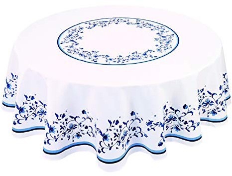 Spode - Table Cloth, Rectangular Table Cloth, Stylish Home Decor (70 Round, Portofino Blue)