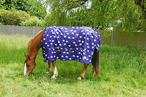Pferdedecke mit Sternen-Design, leicht, wasserdicht, für Pferde, Ponys oder Fohlen, 106 bis 213 cm