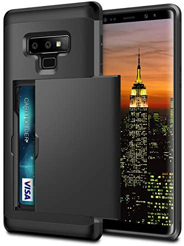 Coolden for Samsung Note 9 Case Wallet Armor Shockproof Heavy Duty Protective Case Rubber Bumper Card Holder Slot Wallet Case Cover for Samsung Galaxy Note 9 (Black)