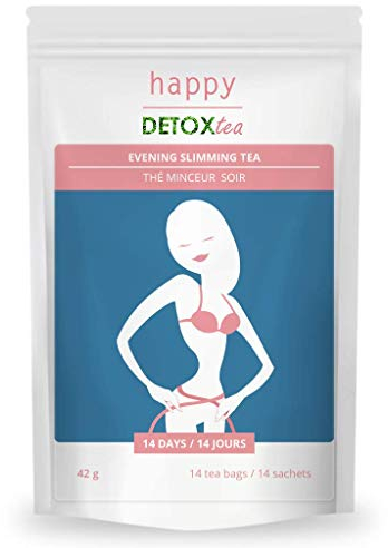 Happy Detox Tea - Thé minceur pour perte de poids - Tisane minceur - Brûleur de graisse puissant - Cure minceur de 14 jours - 14 sachets