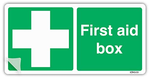 First Aid box Sign 20 x 10 cm autoadesiva in vinile, primo soccorso e segnaletica di sicurezza di emergenza