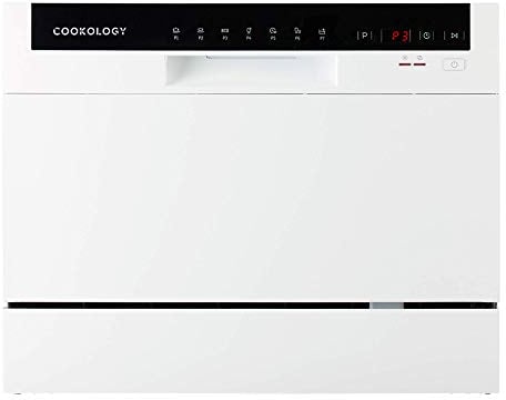 Cookology CTTD6WH Mini Counter Top Dishwasher in White - 6.5 Litre Capacity - Table Top - Compact Design - 6 Drying Settings - 7 Wash Cycles - ECO Friendly Mode
