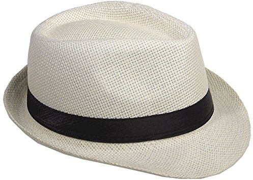 Miobo Strohhut, Fedora für Herren, Damen, Kinder, Trilby-Design, Sonnenschutz